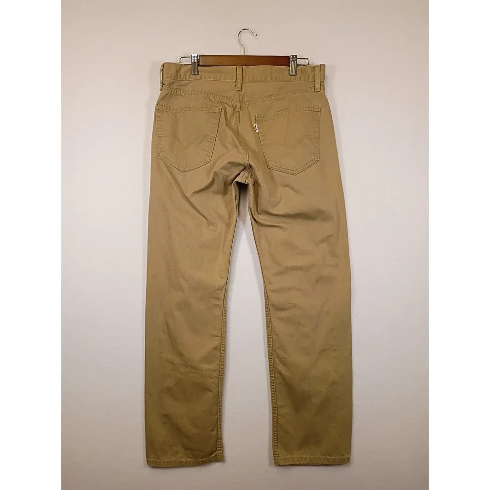 Classic Workwear Levis 505 Mens W33 L32 Khaki Tan Cotton Straight Leg Pants
